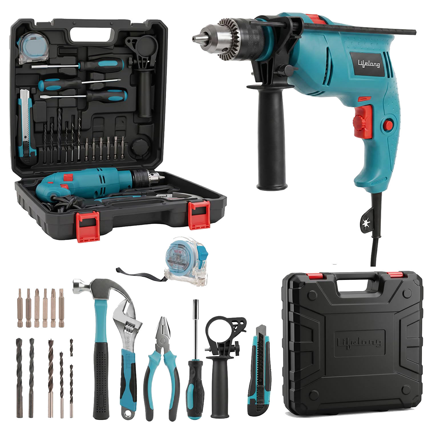 Lifelong 550W Impact Hammer Drill Machine | 23-Piece Tool Kit |