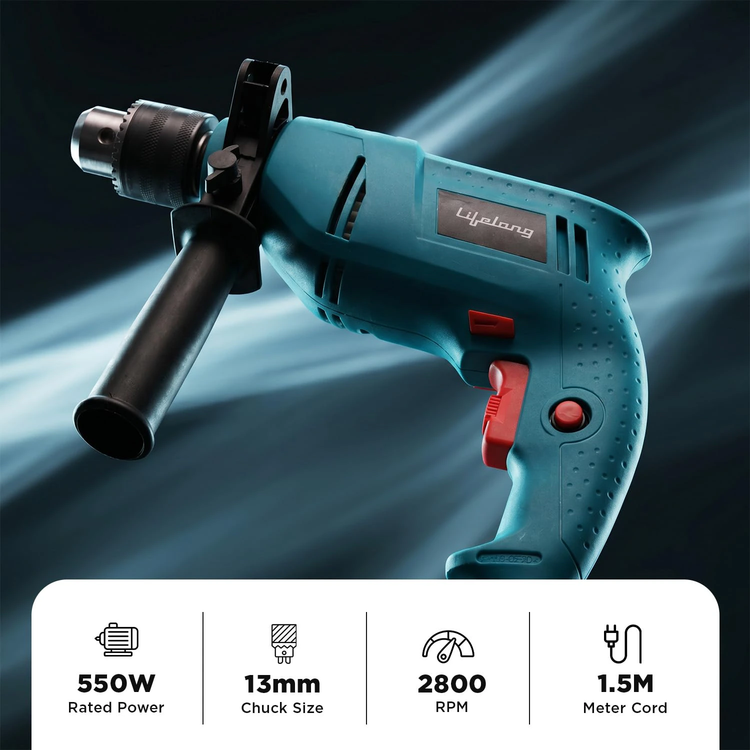 Lifelong 550W Impact Hammer Drill Machine | 23-Piece Tool Kit | view 3