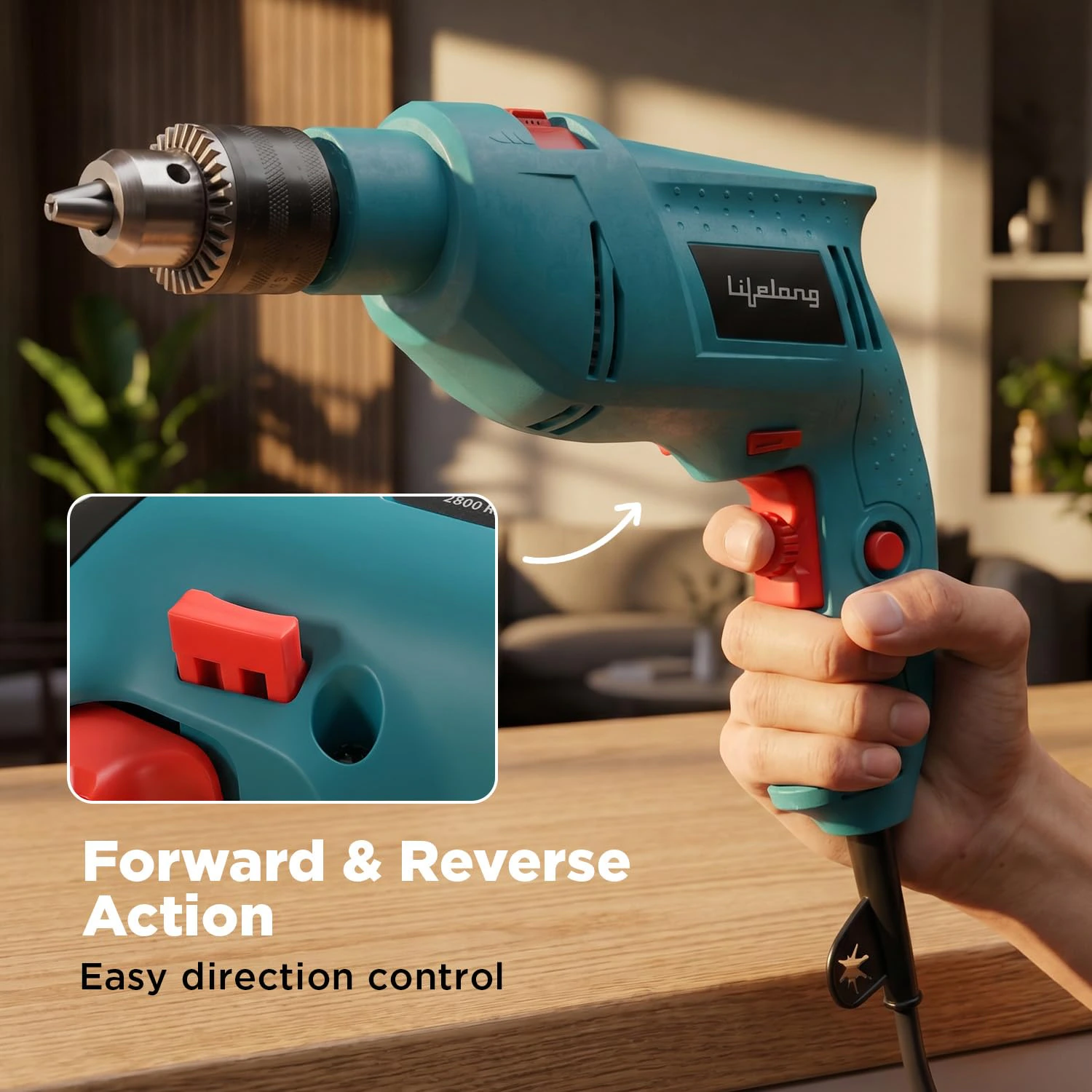 Lifelong 550W Impact Hammer Drill Machine | 23-Piece Tool Kit | view 4