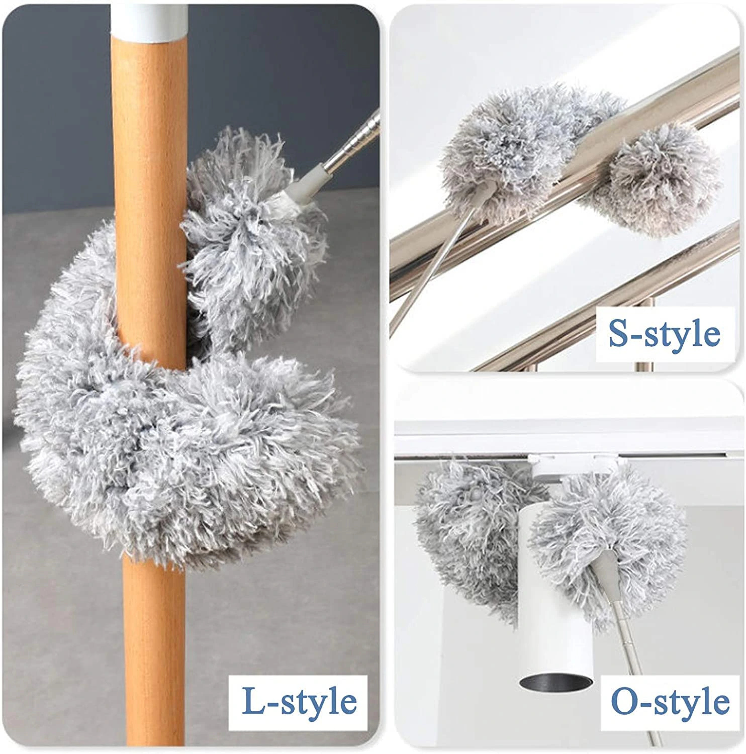 UCRAVO 2025 Upgraded Fan Cleaning Mop Microfiber Duster with Extension Pole(Stainless Steel) view 6