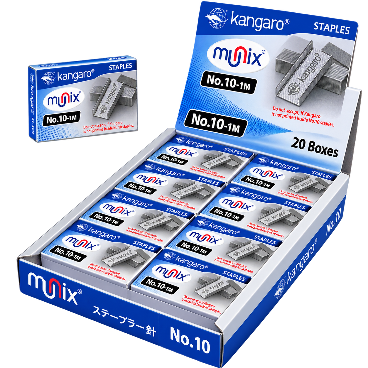 Kangaro Desk Essentials NO. 10-1M Heavy Duty Steel Wire Staple Pins