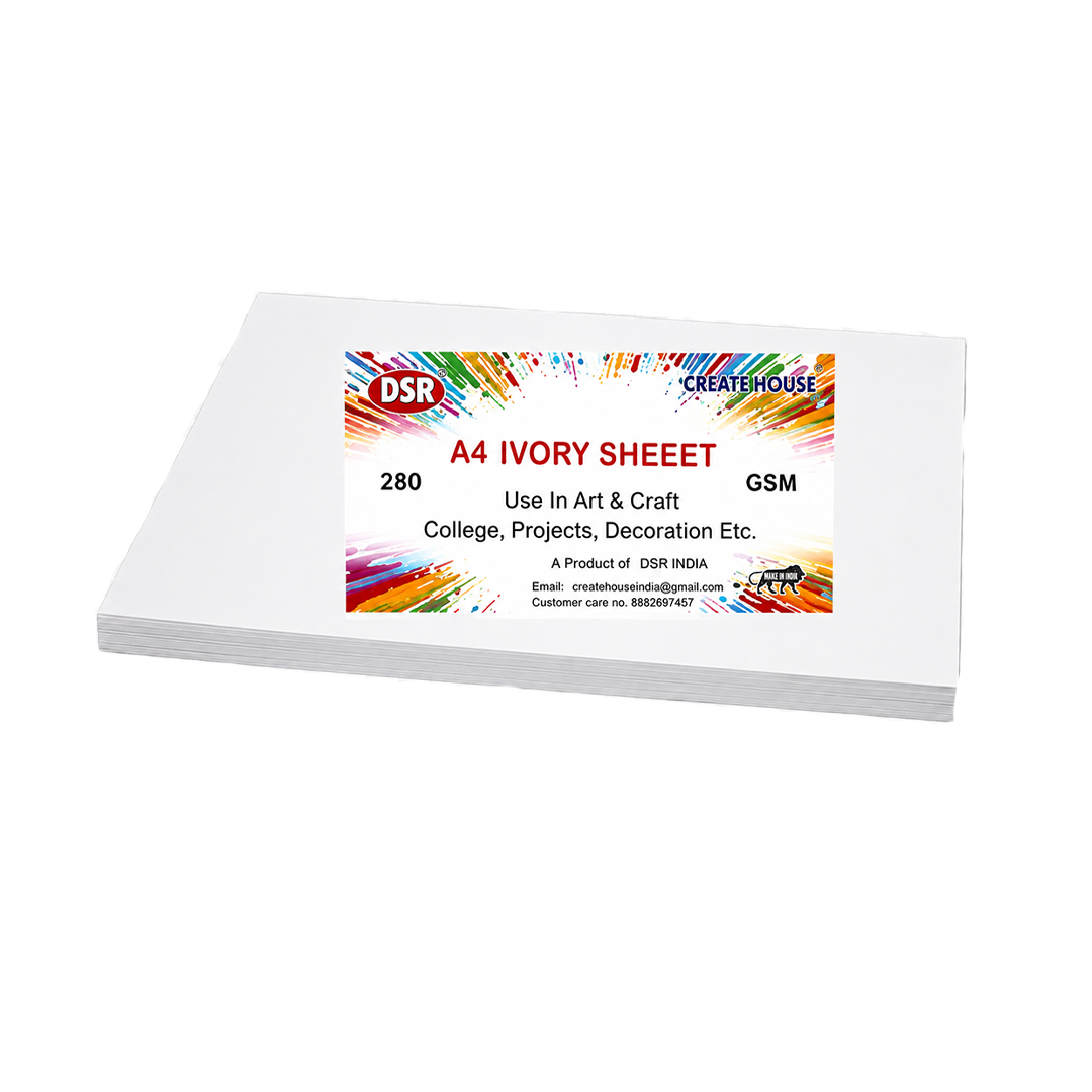 Eclet A4 Size, 225 GSM Smooth Finish Ivory Drawing Paper Sheets
