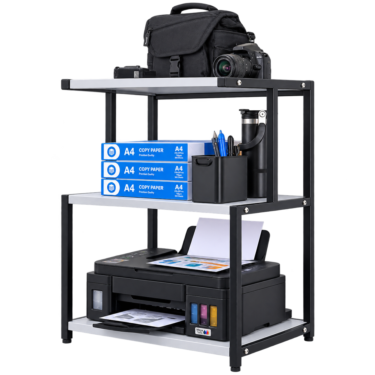D&V Engineering Multi-Purpose 3-Tier Stand | Heavy-Duty Storage Rack for Printer