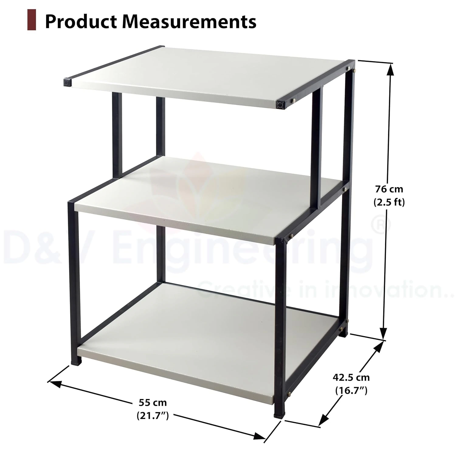 D&V Engineering Multi-Purpose 3-Tier Stand | Heavy-Duty Storage Rack for Printer view 2