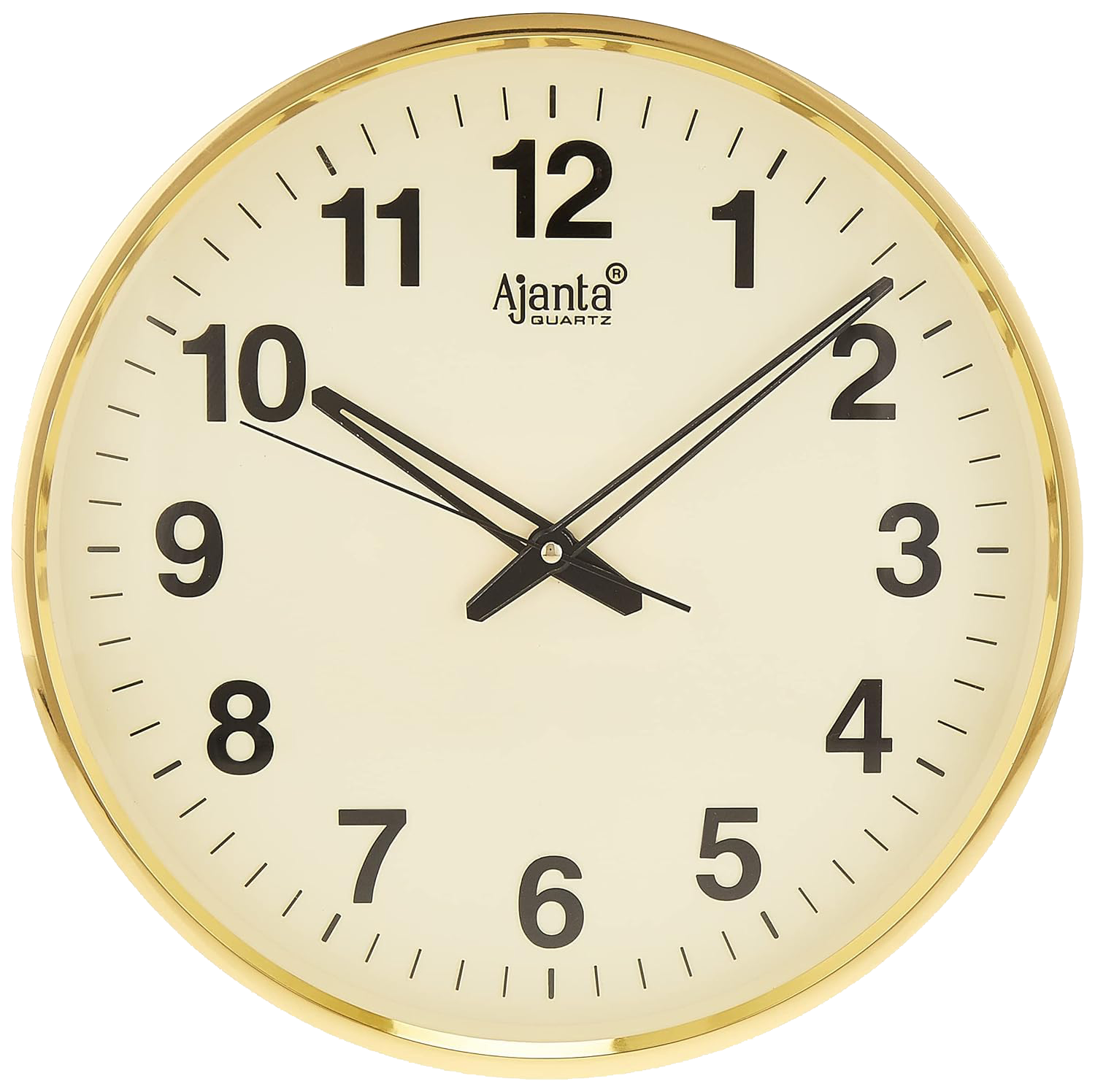 Ajanta Quartz Wall Clock (32 Cm X 32 Cm X 3.5 Cm, Gold