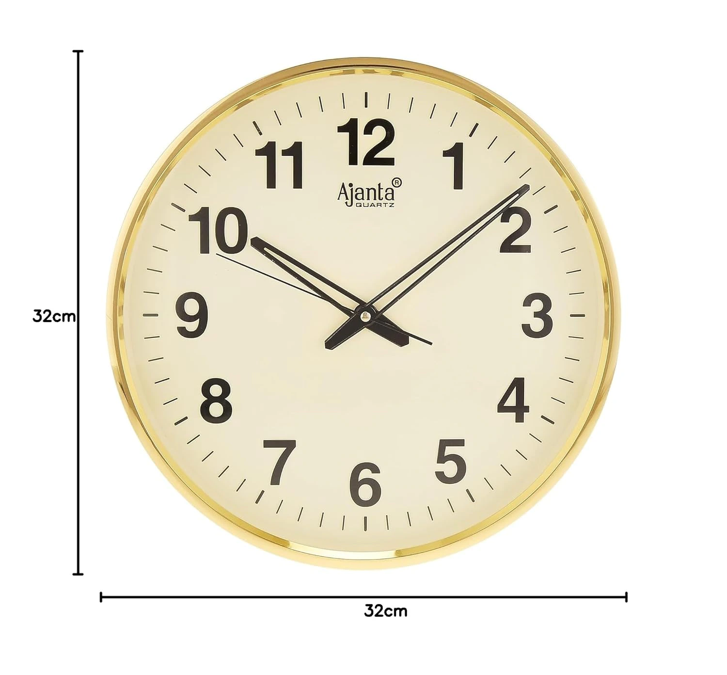 Ajanta Quartz Wall Clock (32 Cm X 32 Cm X 3.5 Cm, Gold view 2
