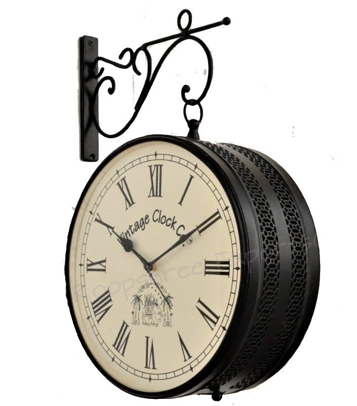 Vintage Clock Handcrafted Double Side Wall Clock 