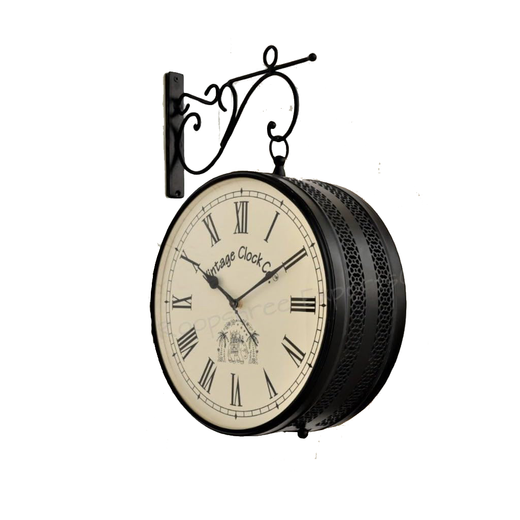 Vintage Clock Handcrafted Double Side Wall Clock 