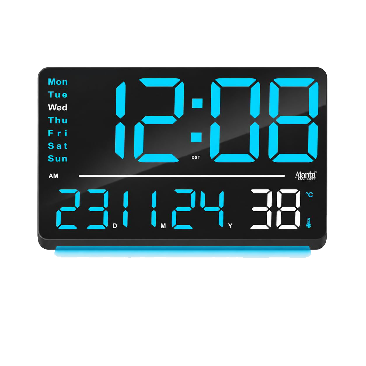 Ajanta Digital Wall Clock with RGB Night Light, Temperature, Calendar and 12/24H Format