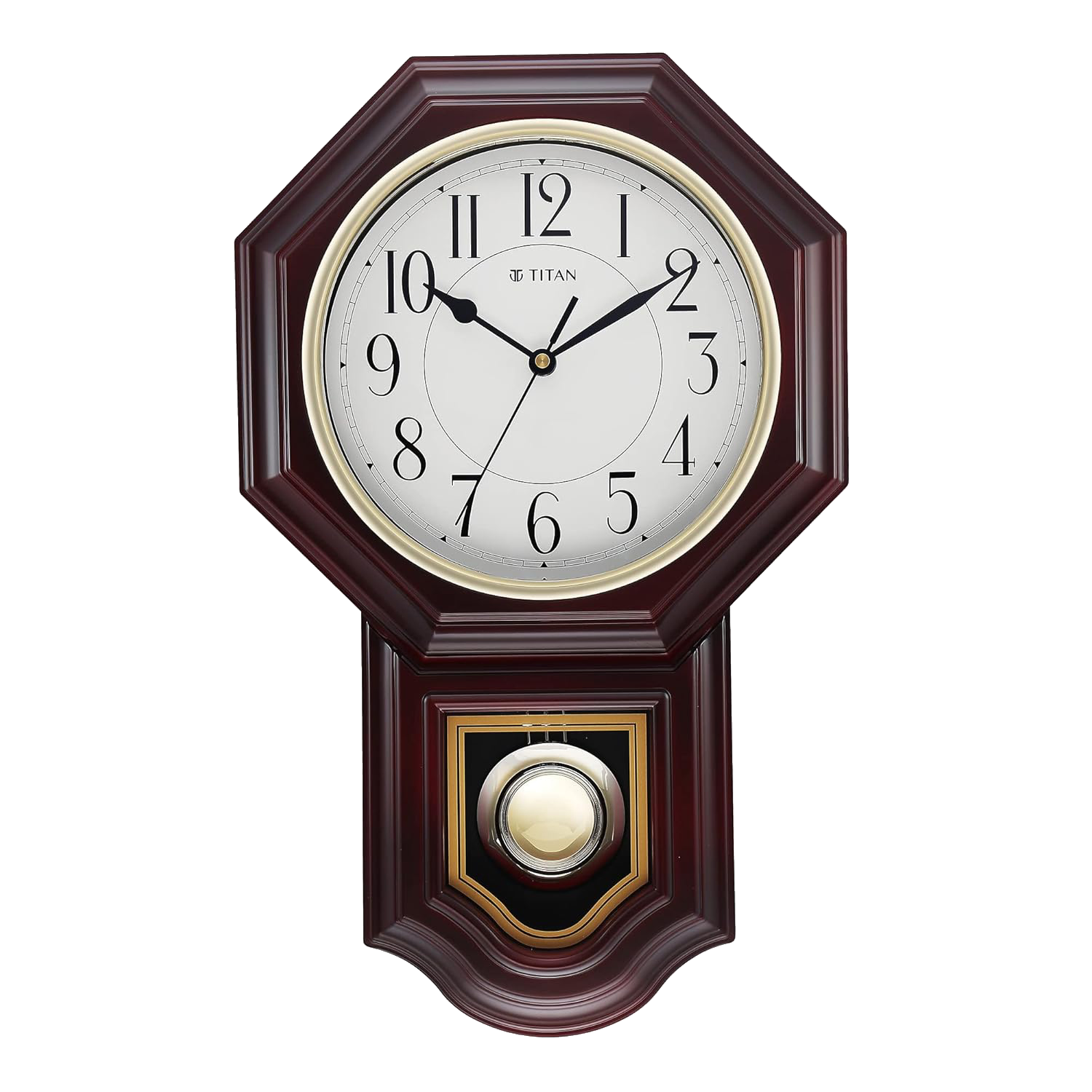 Titan Classic Wooden Pendulum Wall Clock with Westminster Chime, Silent Sweep