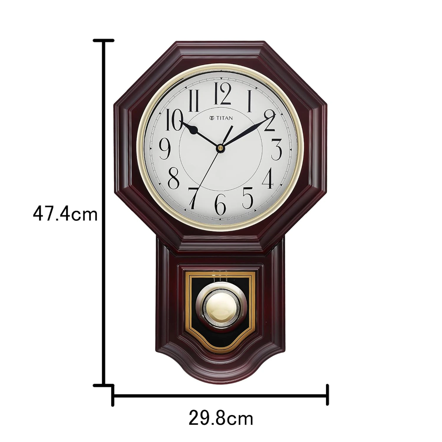 Titan Classic Wooden Pendulum Wall Clock with Westminster Chime, Silent Sweep view 5