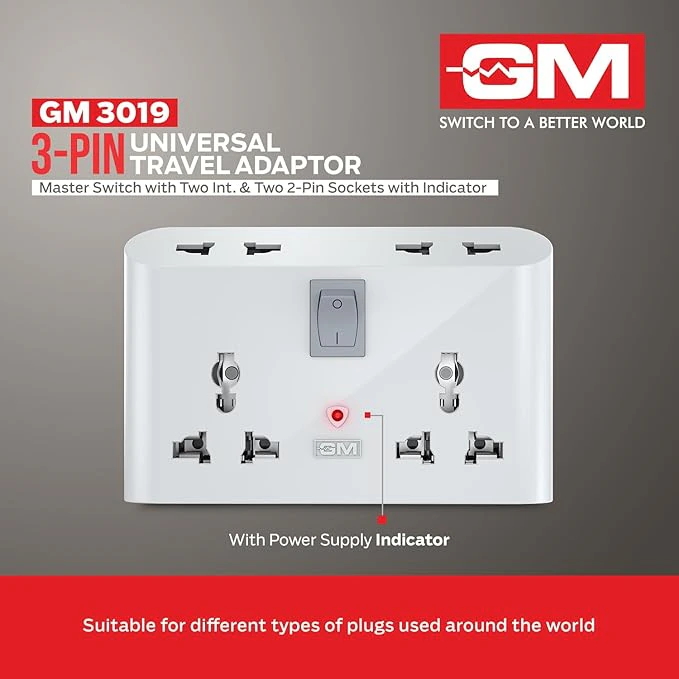 GM 3019 3 Pin Universal Multi Plug Travel Adaptor view 3