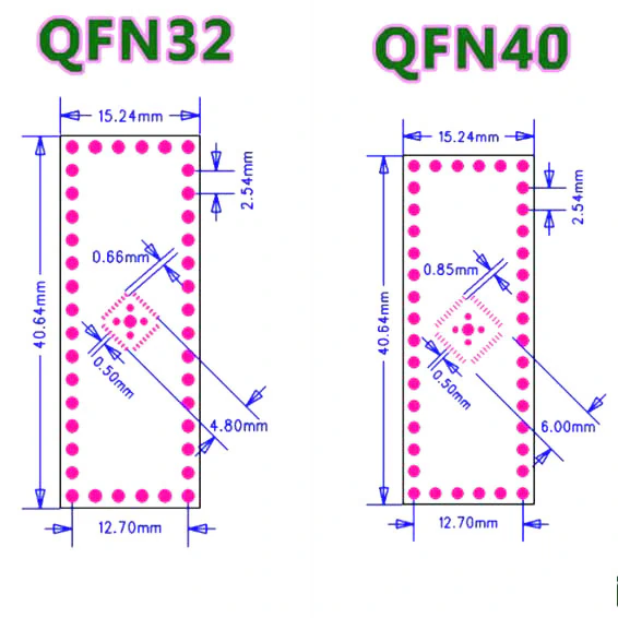 QFN32 QFN40 SMD to DIP Adapter PCB Board view 2