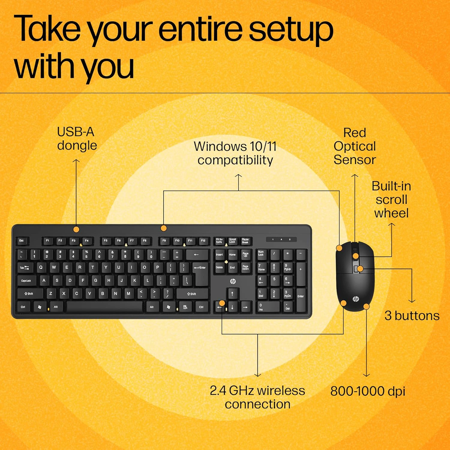 HP KM200 Wireless Mouse and Keyboard Combo view 3