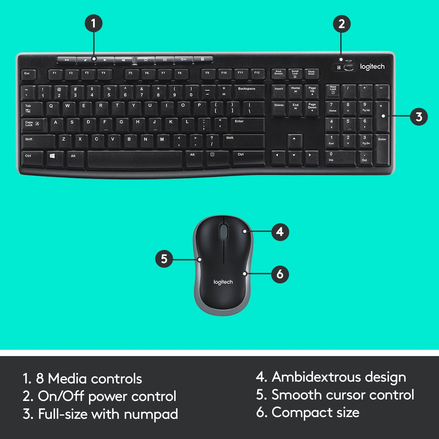 Logitech MK270r Wireless Keyboard and Mouse Combo for Windows view 5