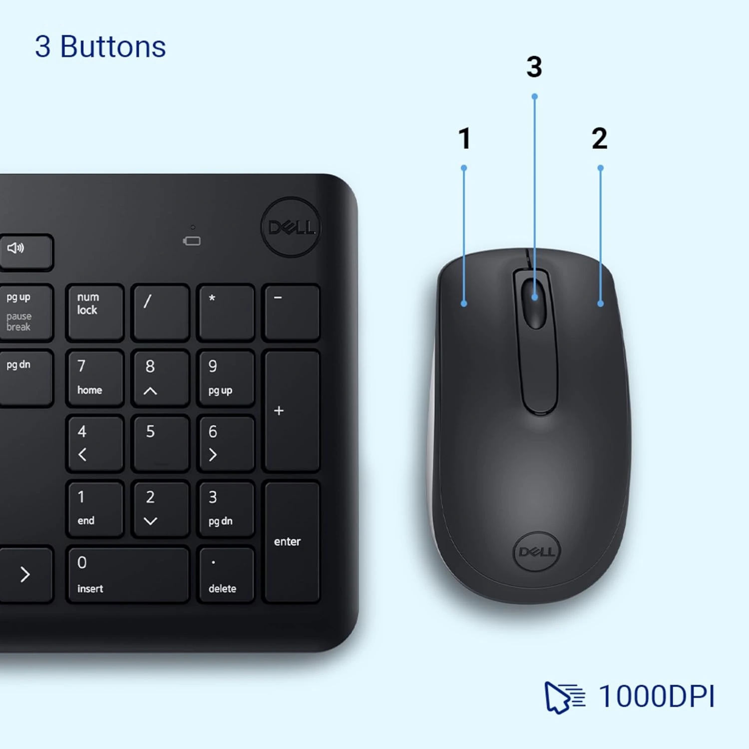 Dell KM3322W Wireless USB Keyboard and Mouse Combo view 4