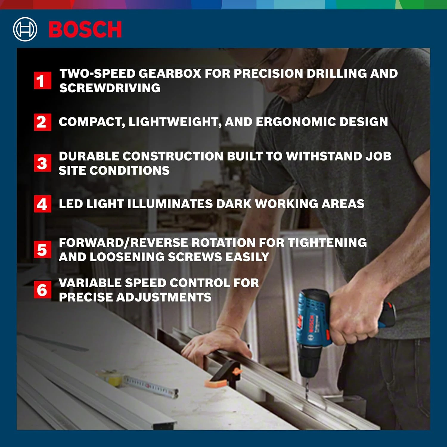 BOSCH Professional GSR 120 Li Cordless Drill Driver | Speed (1st/2nd)- 0-400/0-1500 RPM | view 3