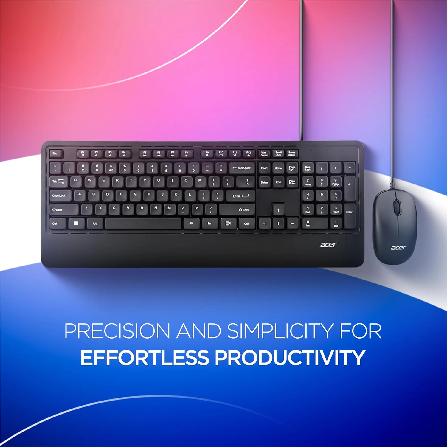 Acer PalmEase Wired Keyboard & Mouse Combo with Palm Rest | view 2