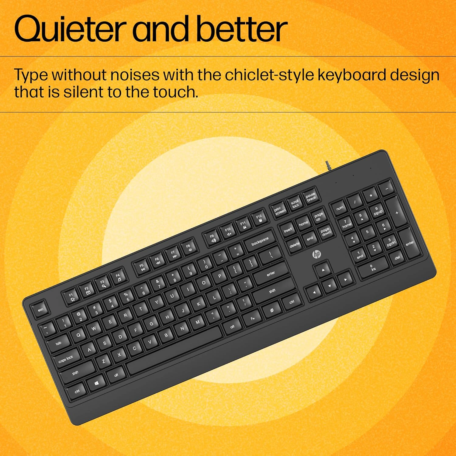 HP KM 180 Wired Mouse and Keyboard Combo, USB Plug-and-Play view 3