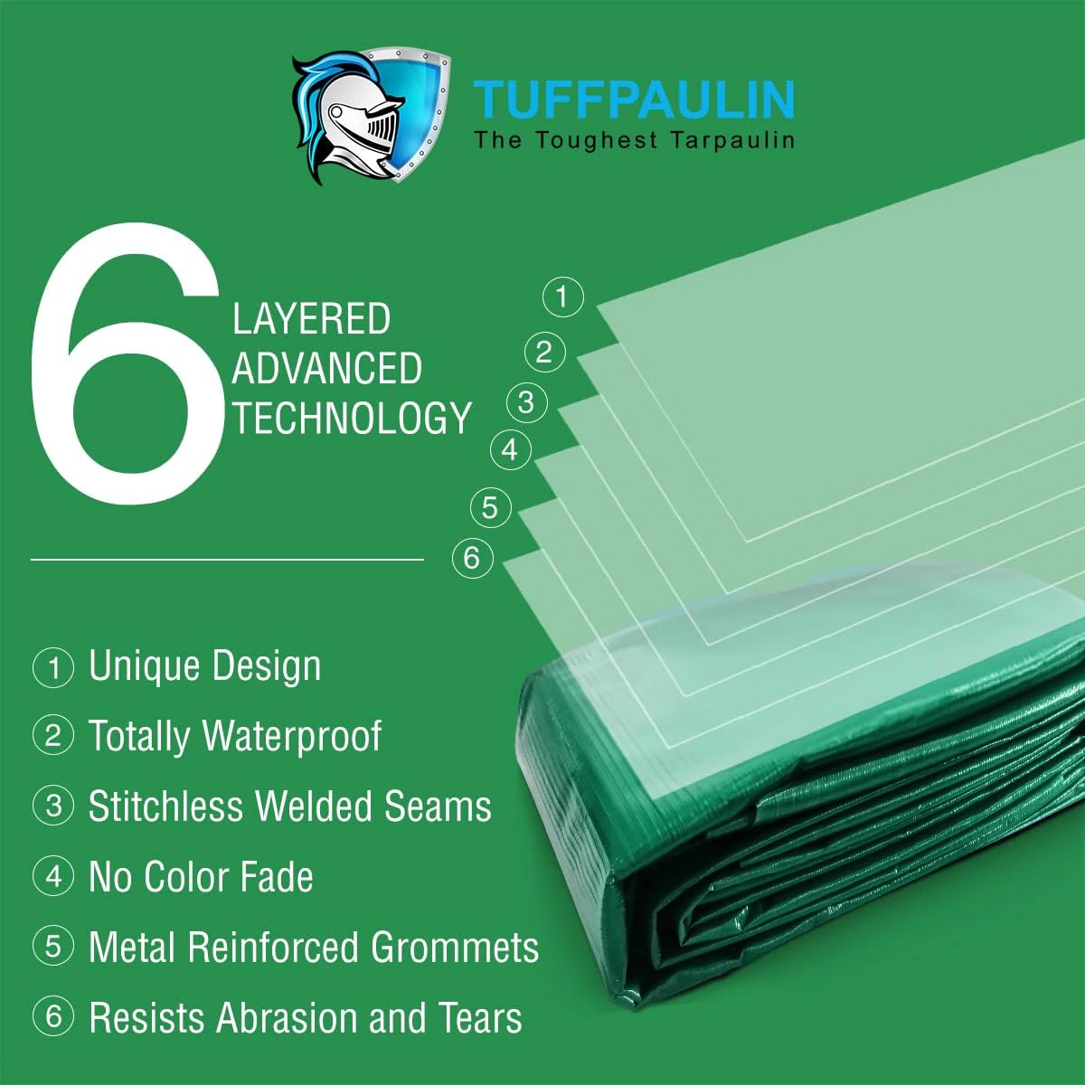 Tuffpaulin 12FTX9FT 70GSM Green Tarpaulin Sheet |  view 2