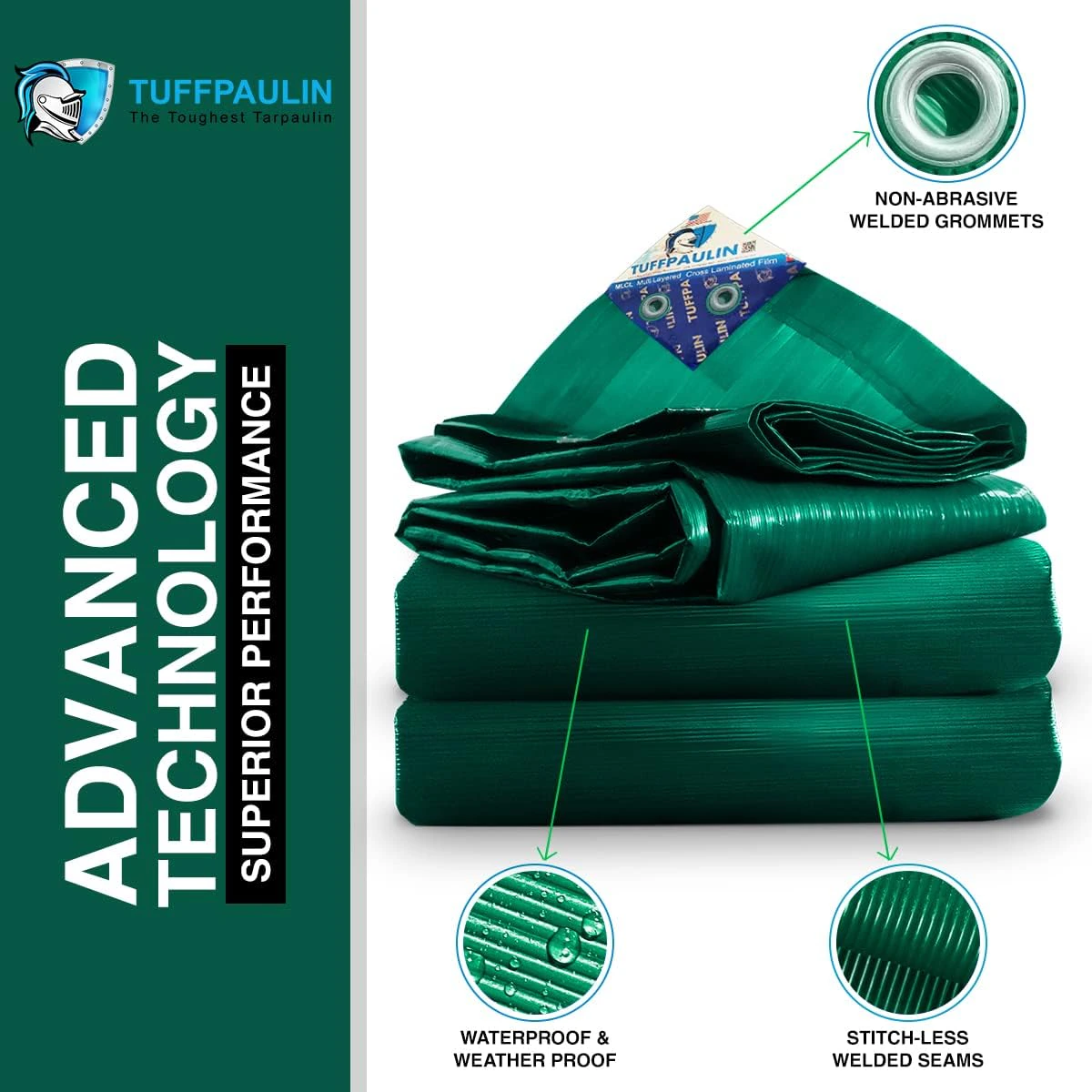 Tuffpaulin 12FTX9FT 70GSM Green Tarpaulin Sheet |  view 3
