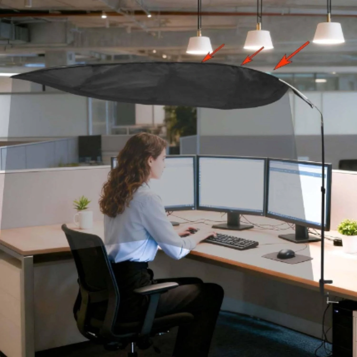 Office Cubicle Shade Blocking Office Sun Shade Desk Privacy Canopy, 156 X 96 CM view 3