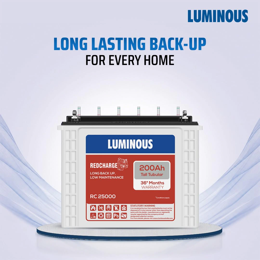 Luminous Red Charge RC 25000 Tall Tubular Inverter Battery | view 2