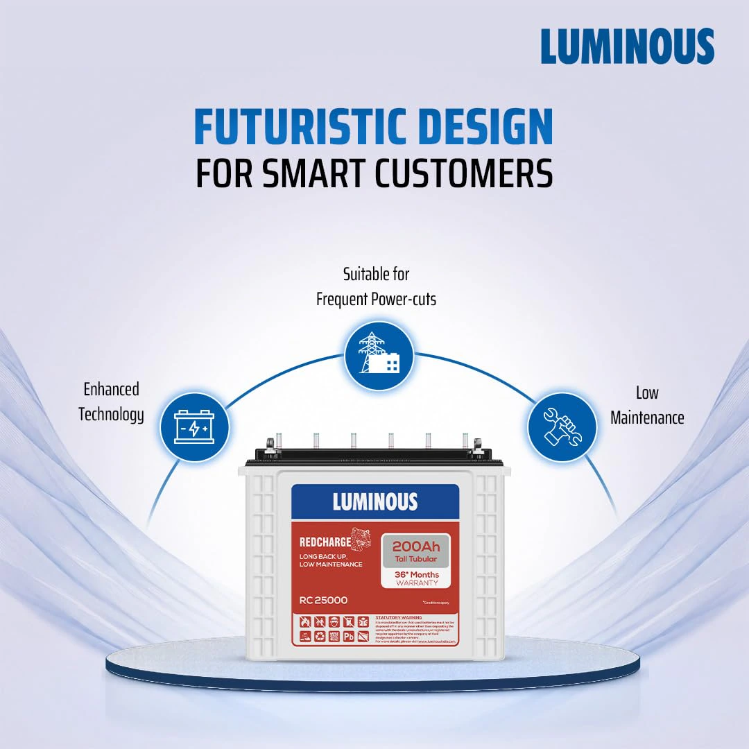Luminous Red Charge RC 25000 Tall Tubular Inverter Battery | view 3