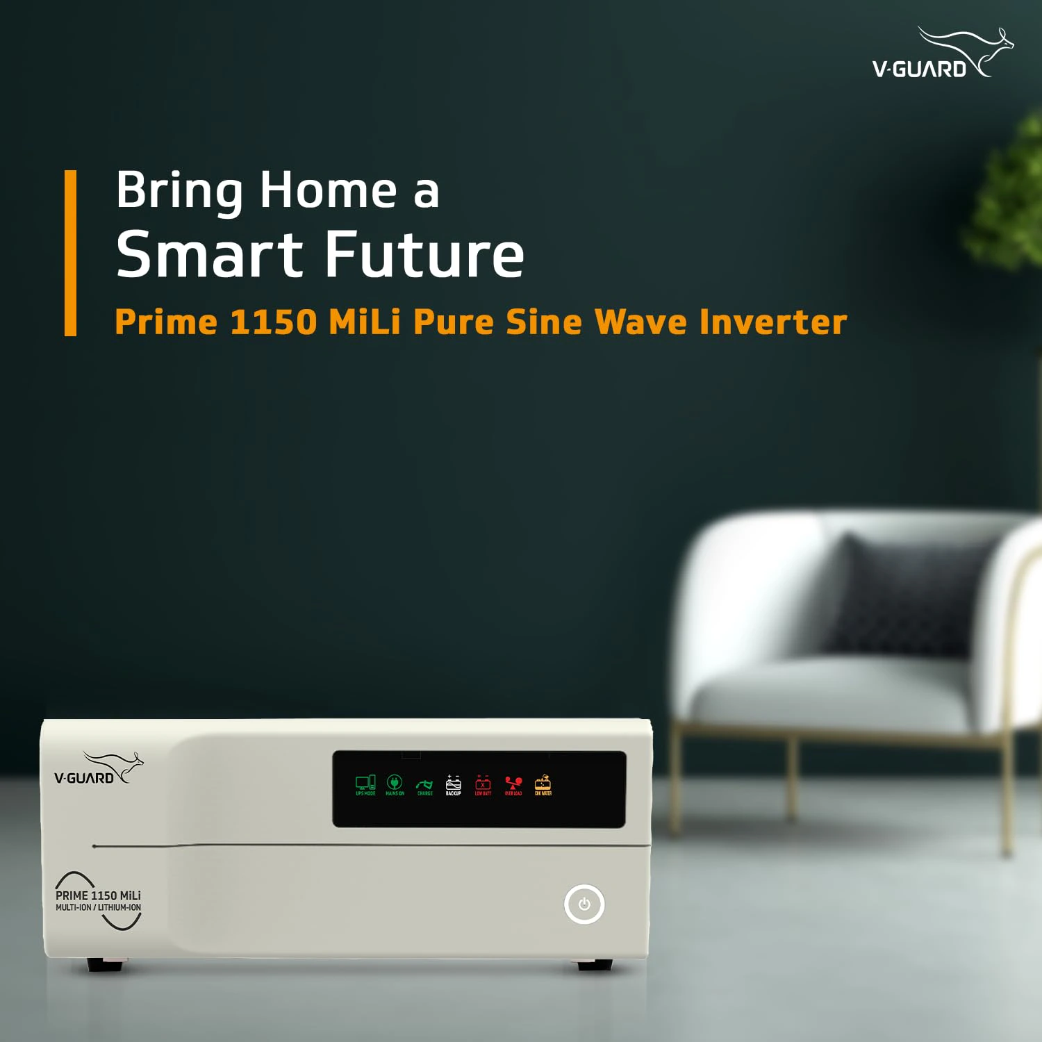 V-Guard Prime 1150 Mili 1000VA/12 V Sine Wave Inverter|3- Years Warranty view 2