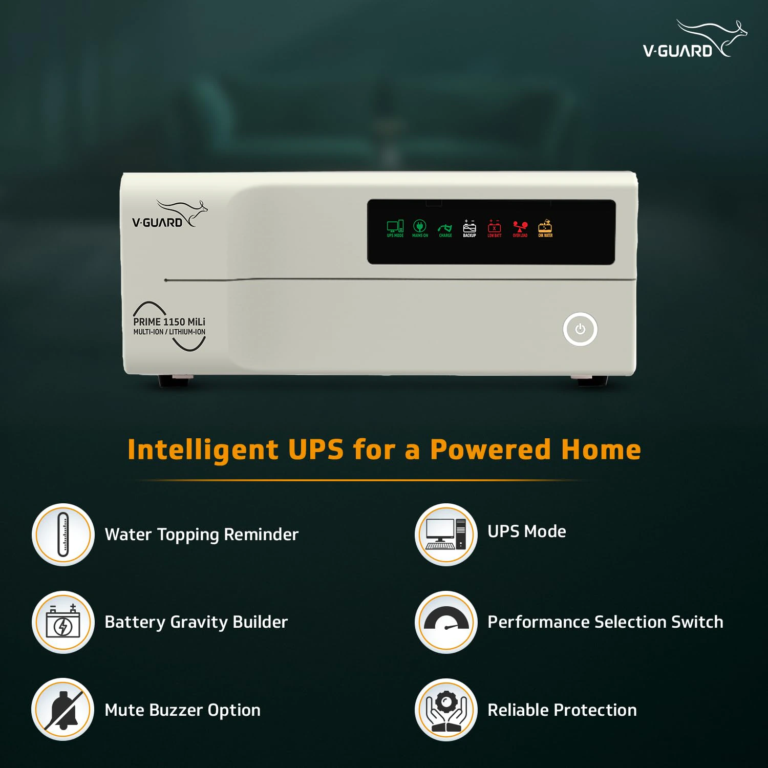 V-Guard Prime 1150 Mili 1000VA/12 V Sine Wave Inverter|3- Years Warranty view 4