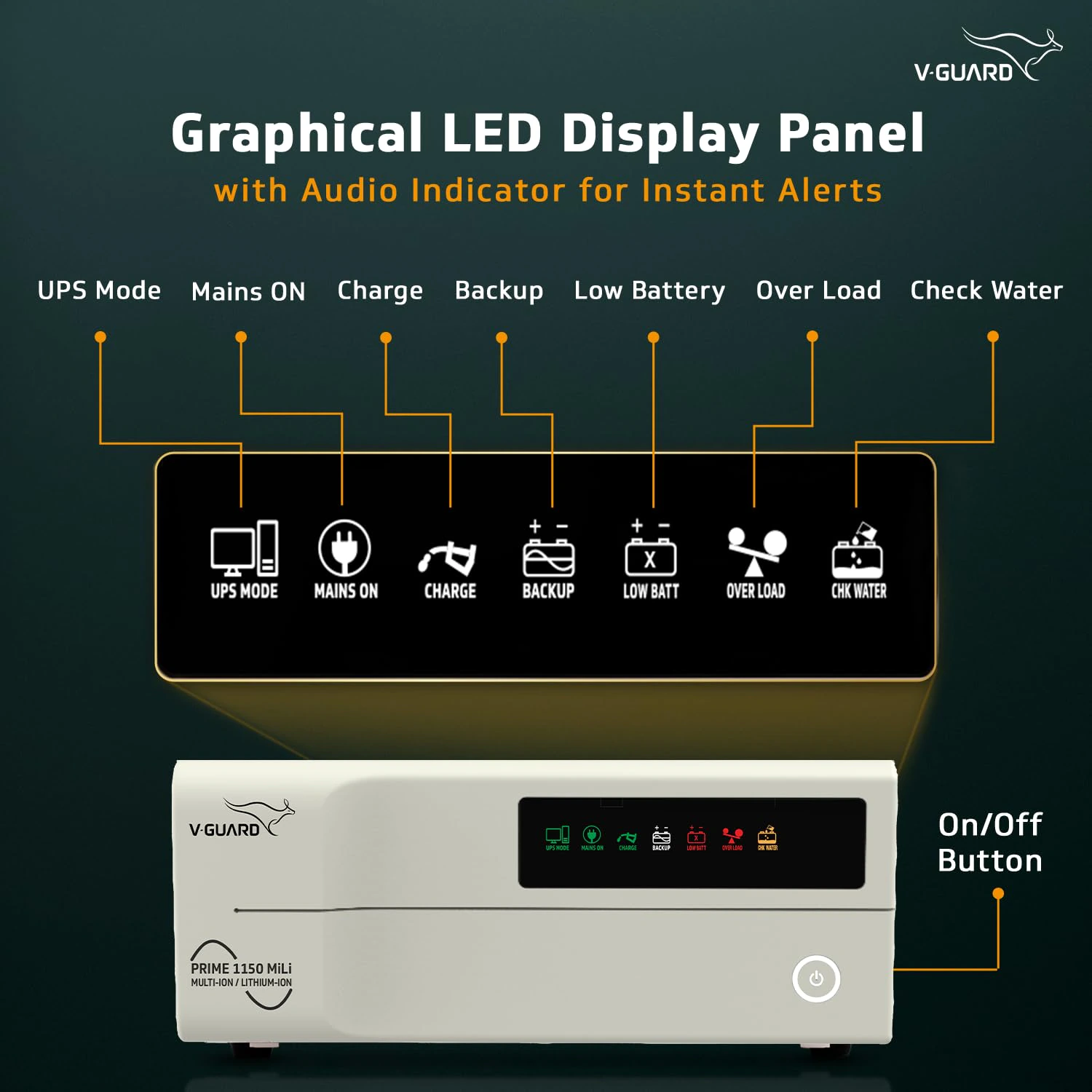 V-Guard Prime 1150 Mili 1000VA/12 V Sine Wave Inverter|3- Years Warranty view 6