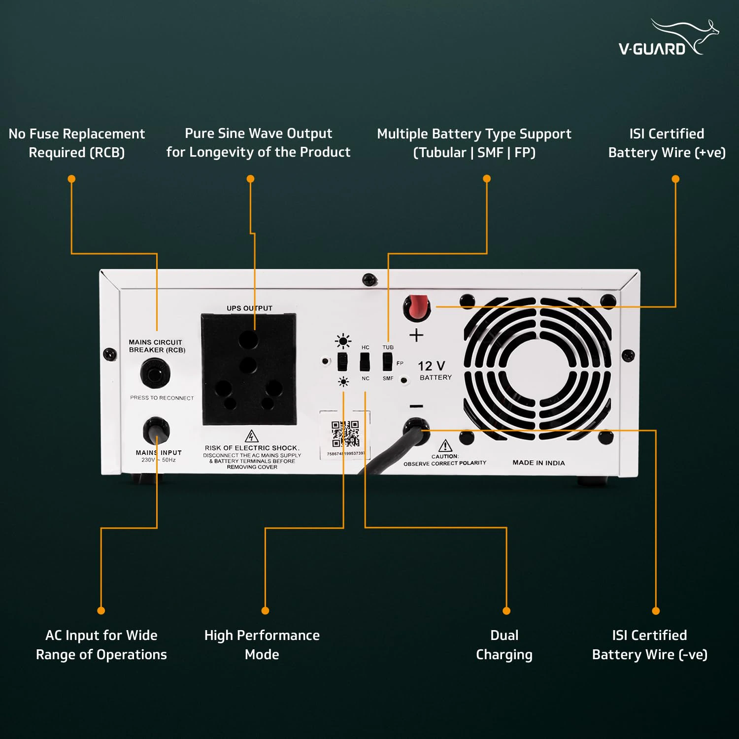 V-Guard Prime 1150 Mili 1000VA/12 V Sine Wave Inverter|3- Years Warranty view 7