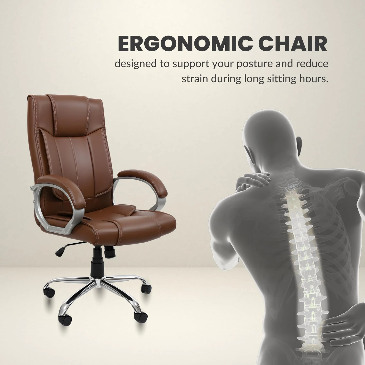 activa Ergonomic Office Chair | Premium Leatherette Boss Chair with Padded Seat & Backrest | view 2
