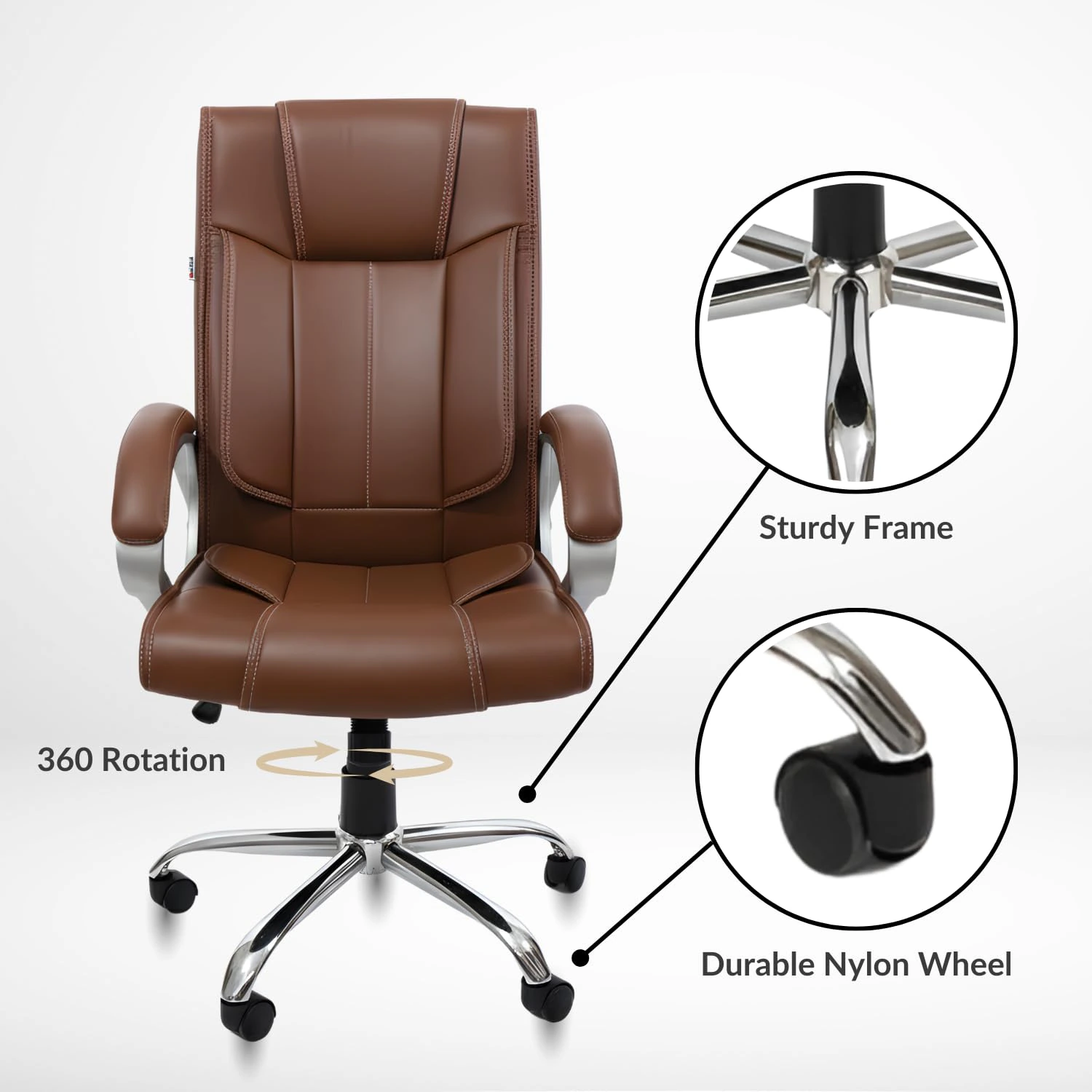activa Ergonomic Office Chair | Premium Leatherette Boss Chair with Padded Seat & Backrest | view 4