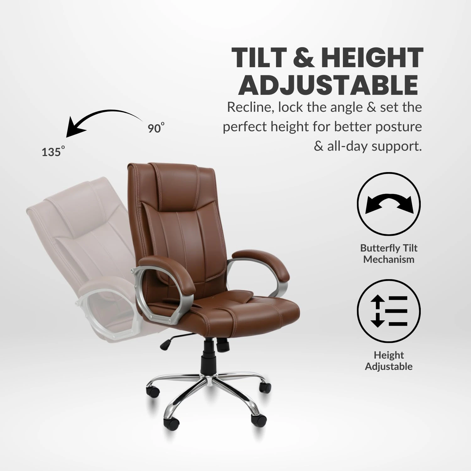 activa Ergonomic Office Chair | Premium Leatherette Boss Chair with Padded Seat & Backrest | view 6