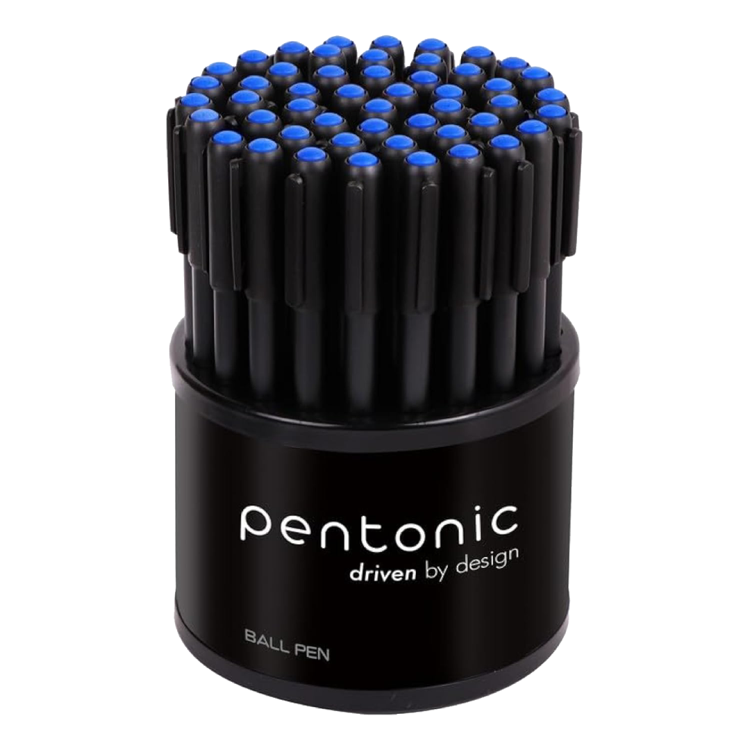 Pentonic 0.7mm Ball Point Pen Tumbler Pack | Black Body | Blue Ink |