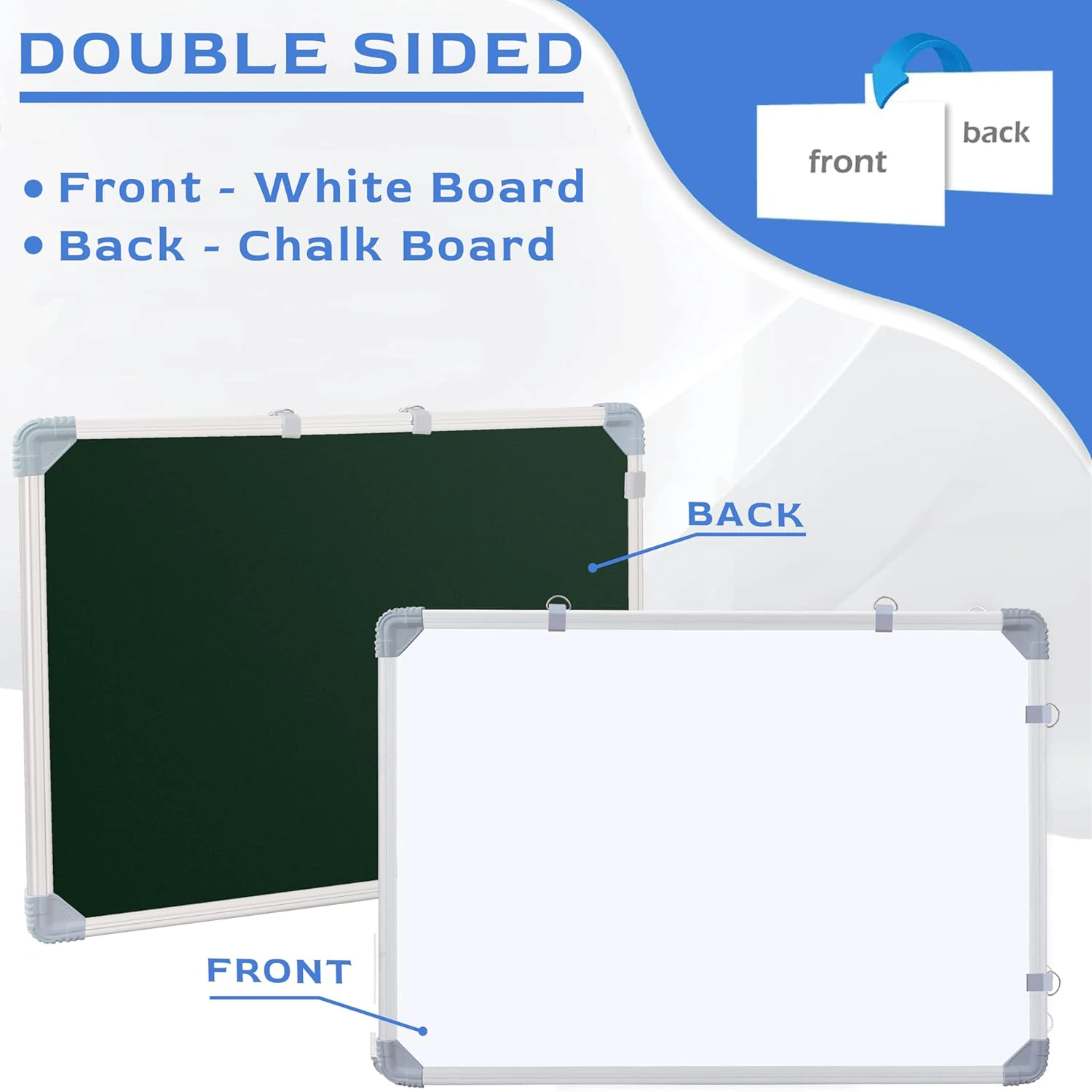 Eduway 2x2 Feet Kunj Non-Magnetic Double-Sided White Board and Chalkboard Combo  view 3