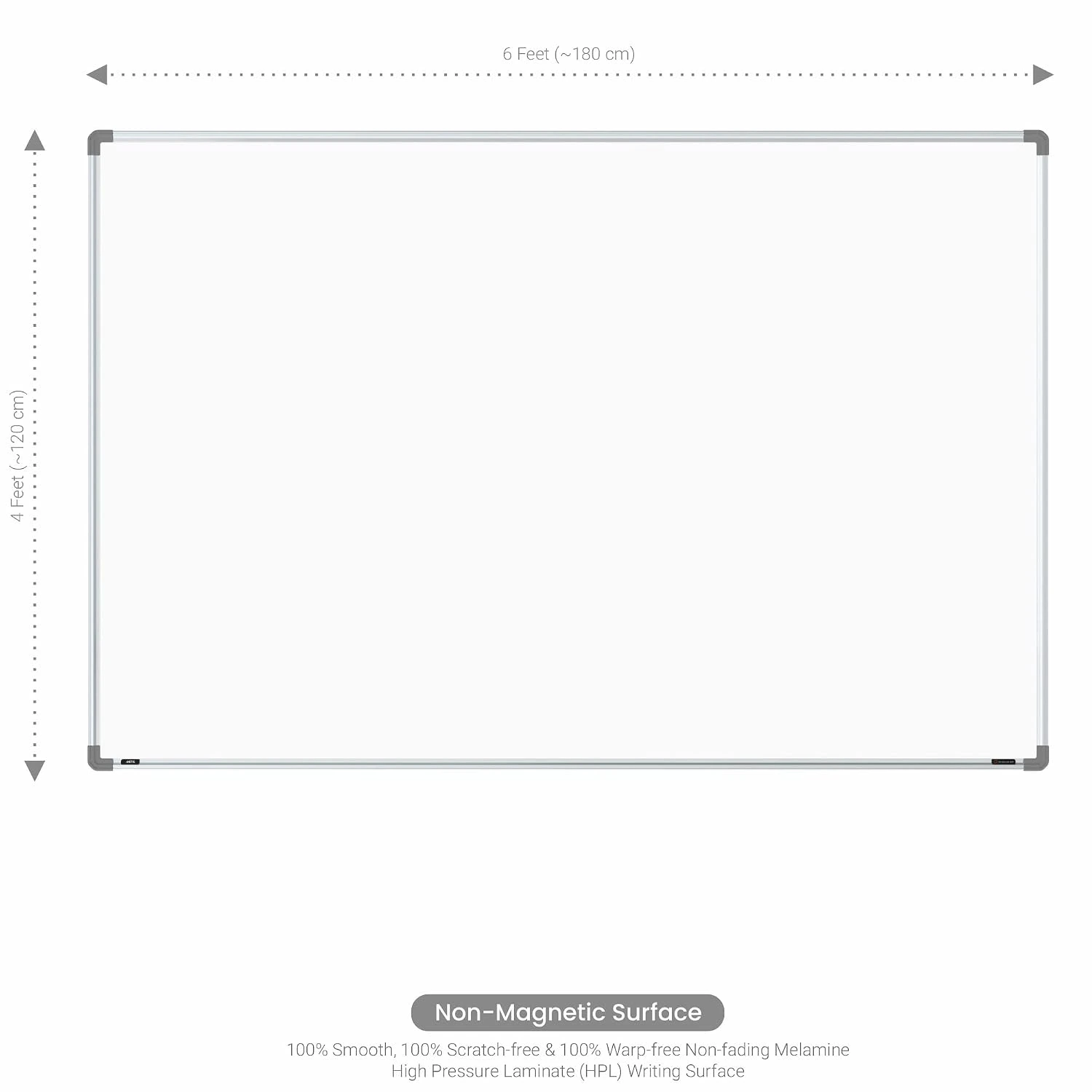 Scholar Art® Metis® 4x6 Feet Non-Magnetic Dry Erase Whiteboard for Office & School | view 2