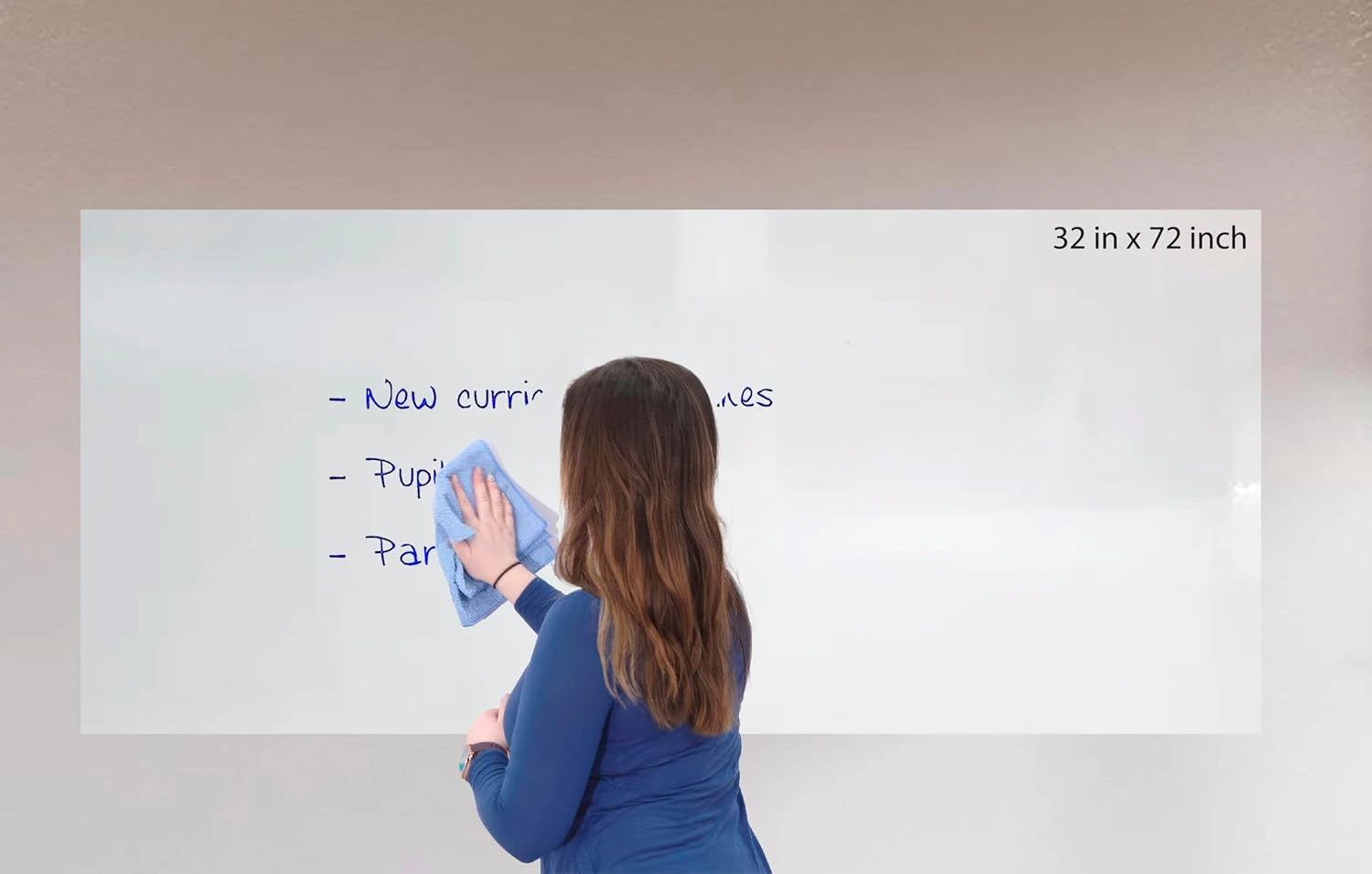 Wall Design Vinyl Large Whiteboard Roll - 32X6Ft Clear Smooth Writing Film - For Office, Classroom