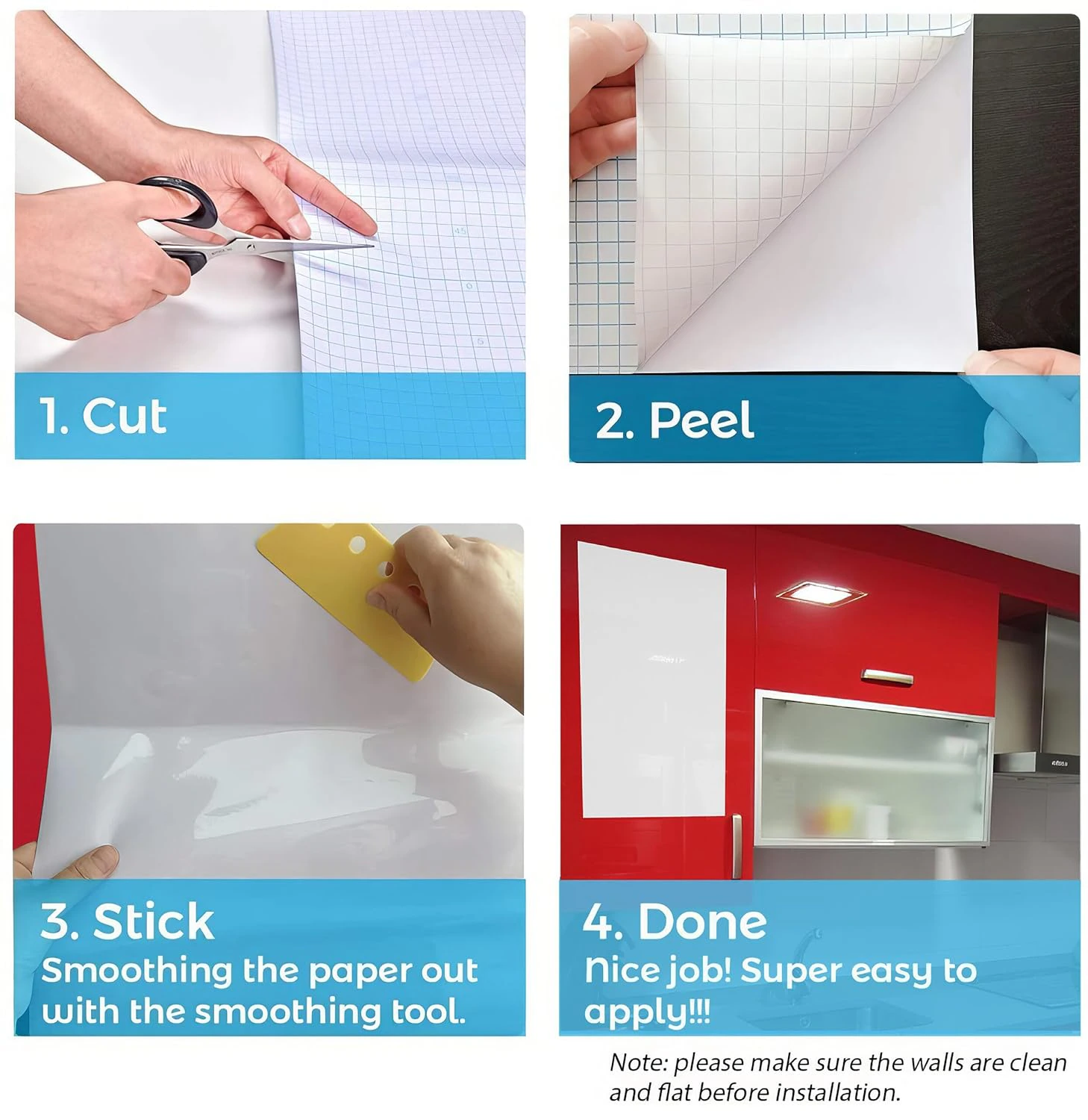 Wall Design Vinyl Large Whiteboard Roll - 32X6Ft Clear Smooth Writing Film - For Office, Classroom view 3