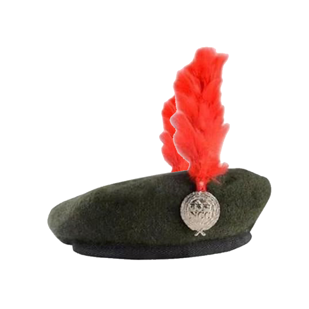 NCC Beret Cap with Badge and Red Hackle, Military Style Headwear