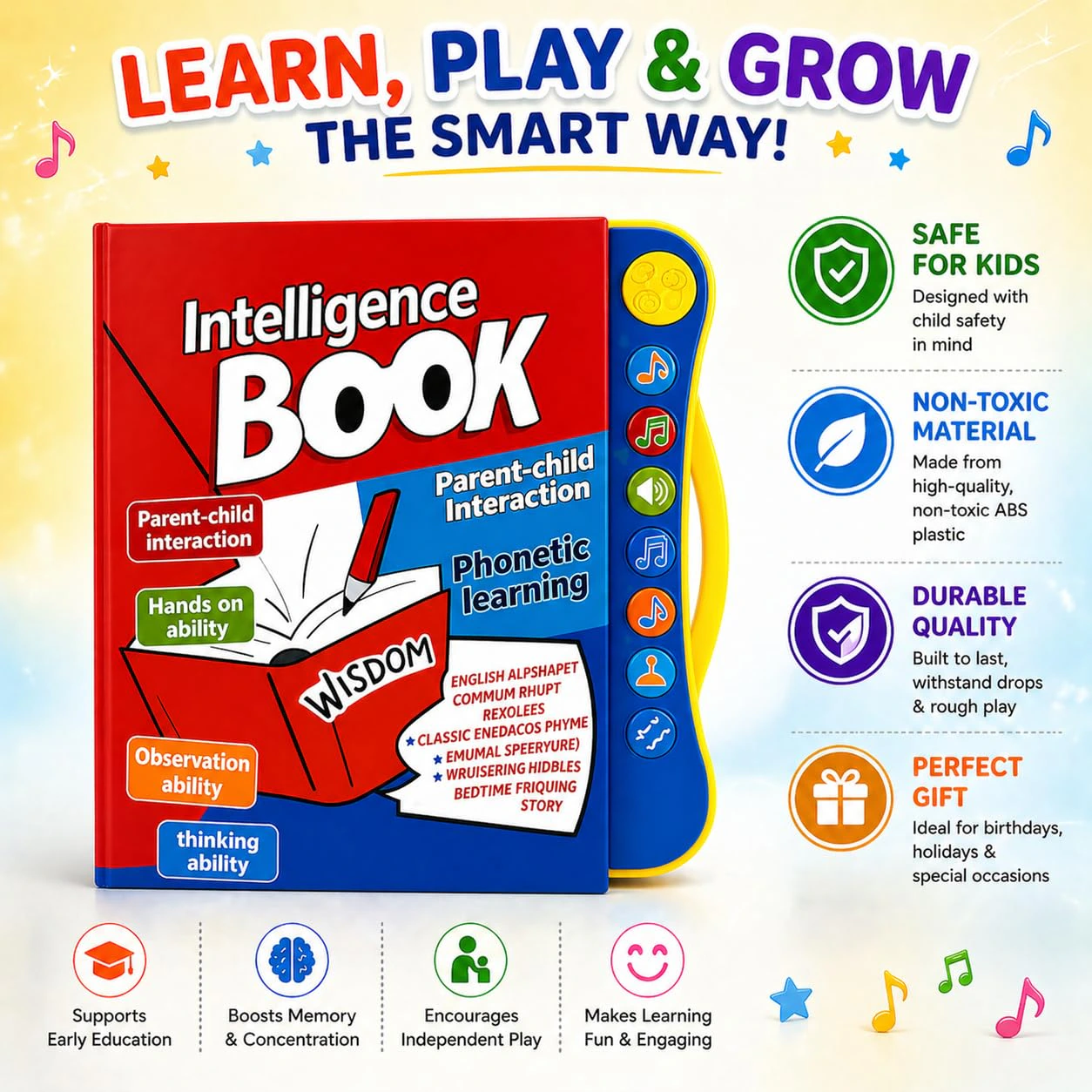Goyal's Intelligence Sound Book for Kids – Learn ABC, Words, Numbers, Shapes, Animals & Vehicles – Fun Educational Toy for Toddlers & Preschoolers view 4