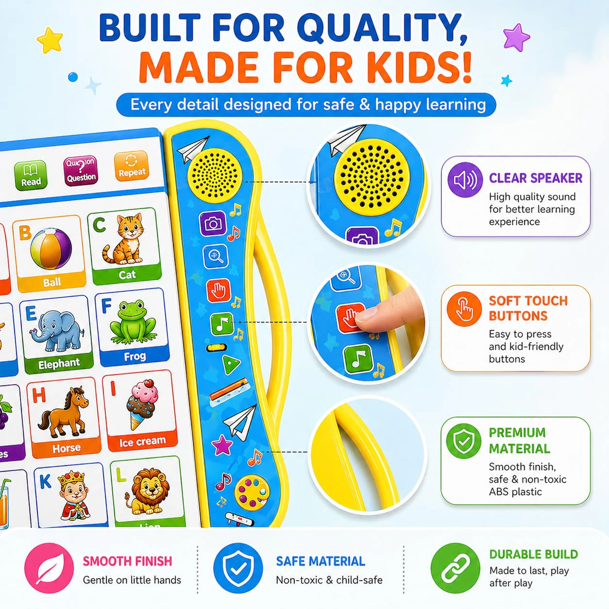 Goyal's Intelligence Sound Book for Kids – Learn ABC, Words, Numbers, Shapes, Animals & Vehicles – Fun Educational Toy for Toddlers & Preschoolers view 7