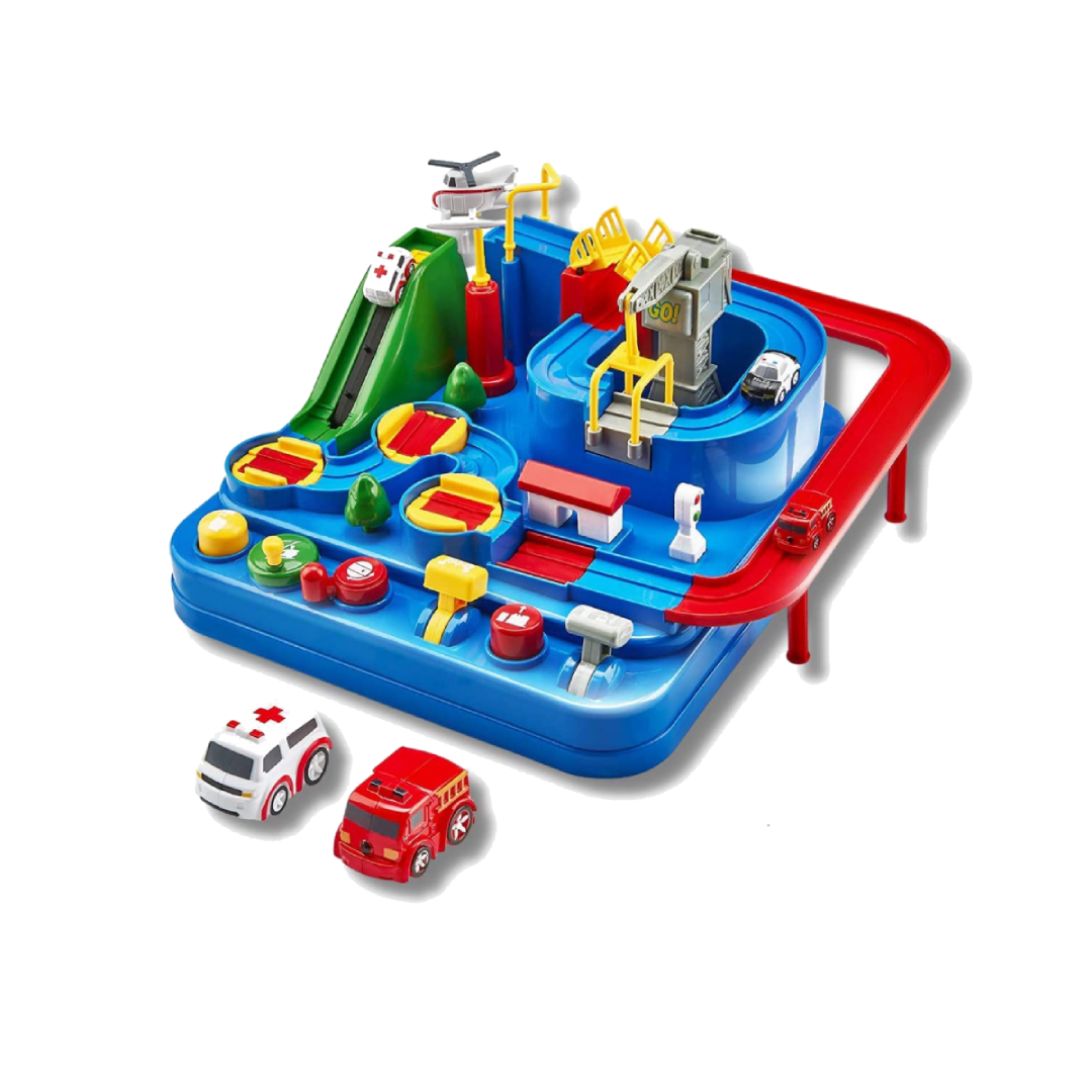 Car Race Track Adventure Toys for 3+ Year Old Boys & Girls, City Rescue Preschool Educational Vehicle Puzzle Playset