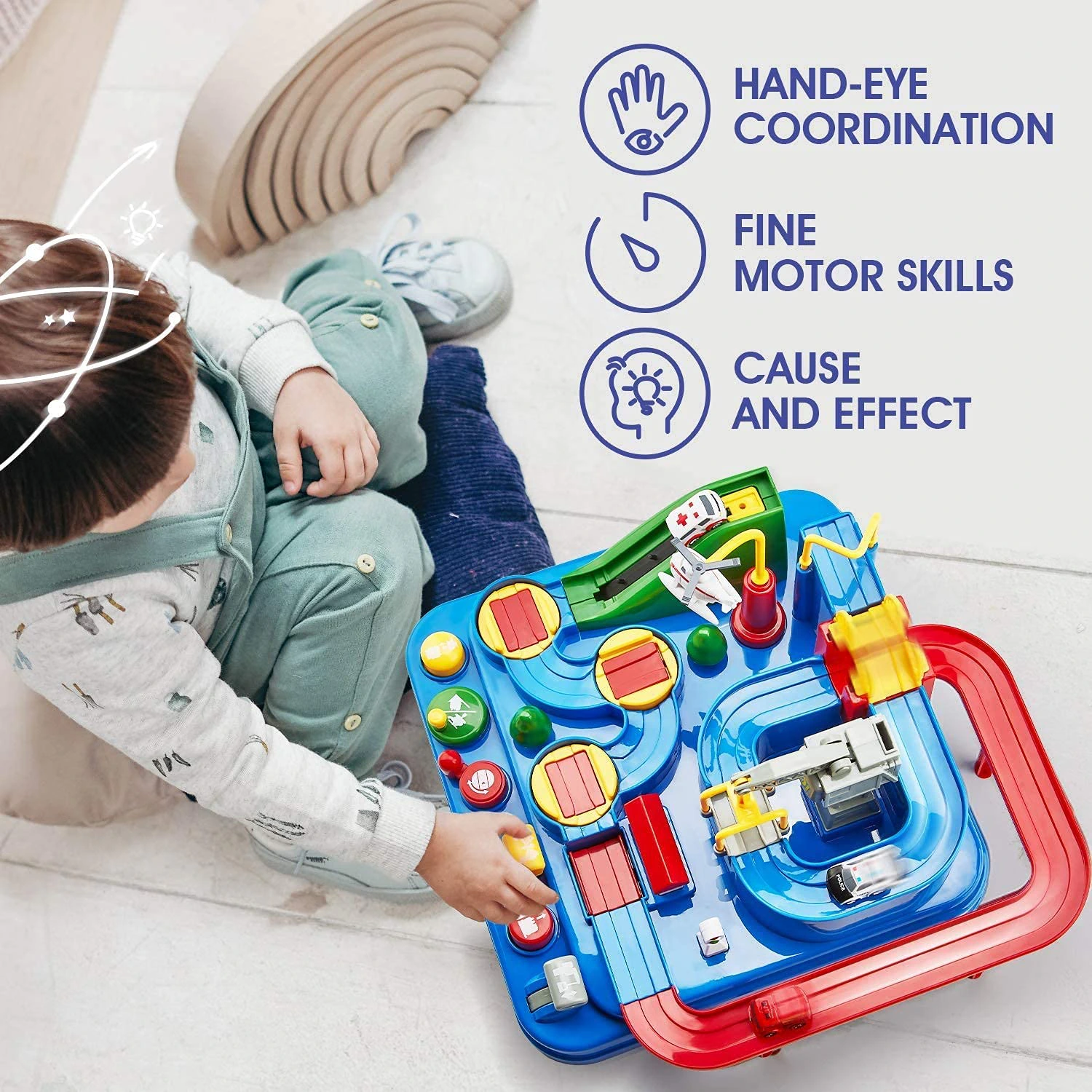 Car Race Track Adventure Toys for 3+ Year Old Boys & Girls, City Rescue Preschool Educational Vehicle Puzzle Playset view 6