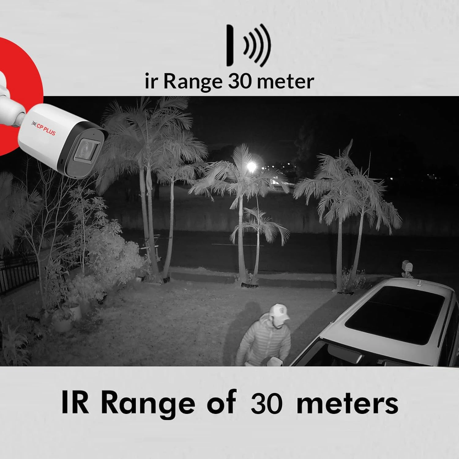 CP Plus 2.4MP IR Wired Bullet Outdoor Camera CP-URC-TC24PL3 Compatible with DVR only | 3.6mm Lens | 30 Meter Black & White Night Vision | IP67 | Analog HD CCTV Camera, White view 4