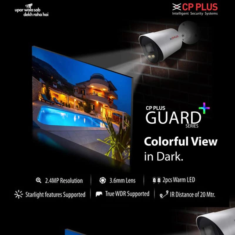 CP Plus 4CH DVR + 5MP (Guard+) Audio Recording 4 Dome Cameras with 24/7 (Day/Night Color Vision) + 1TB HDD + Copper Cable Roll (1+3) + 4CH SMPS + BNC &... view 2