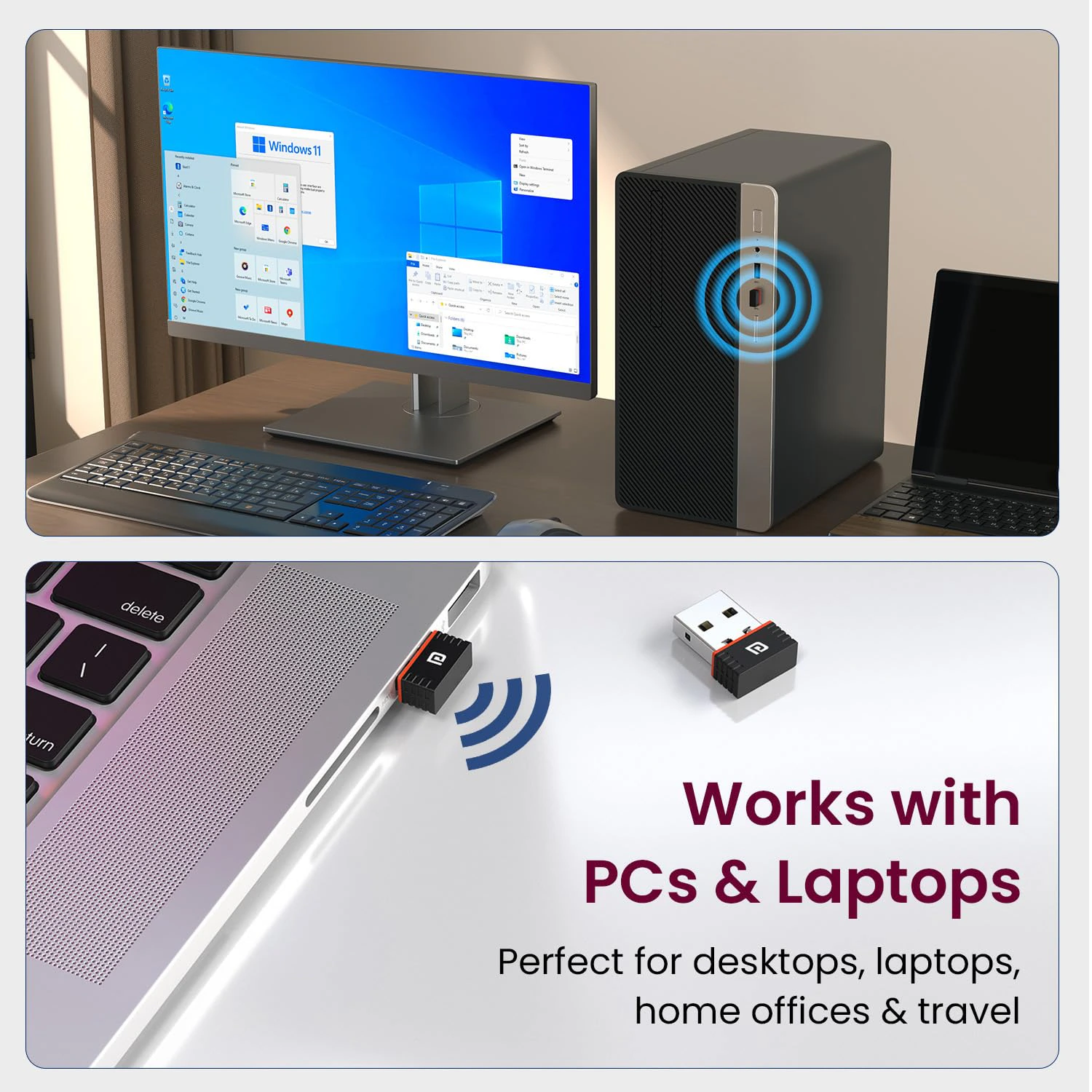 Portronics Wiplug 150 WiFi USB Mini Adapter Supports Wireless Data Upto 150 Mbps, Hotspot Adaptor, IEEE 802.11 b/g/n Support,Advanced WPA/WPA2 Security... view 2