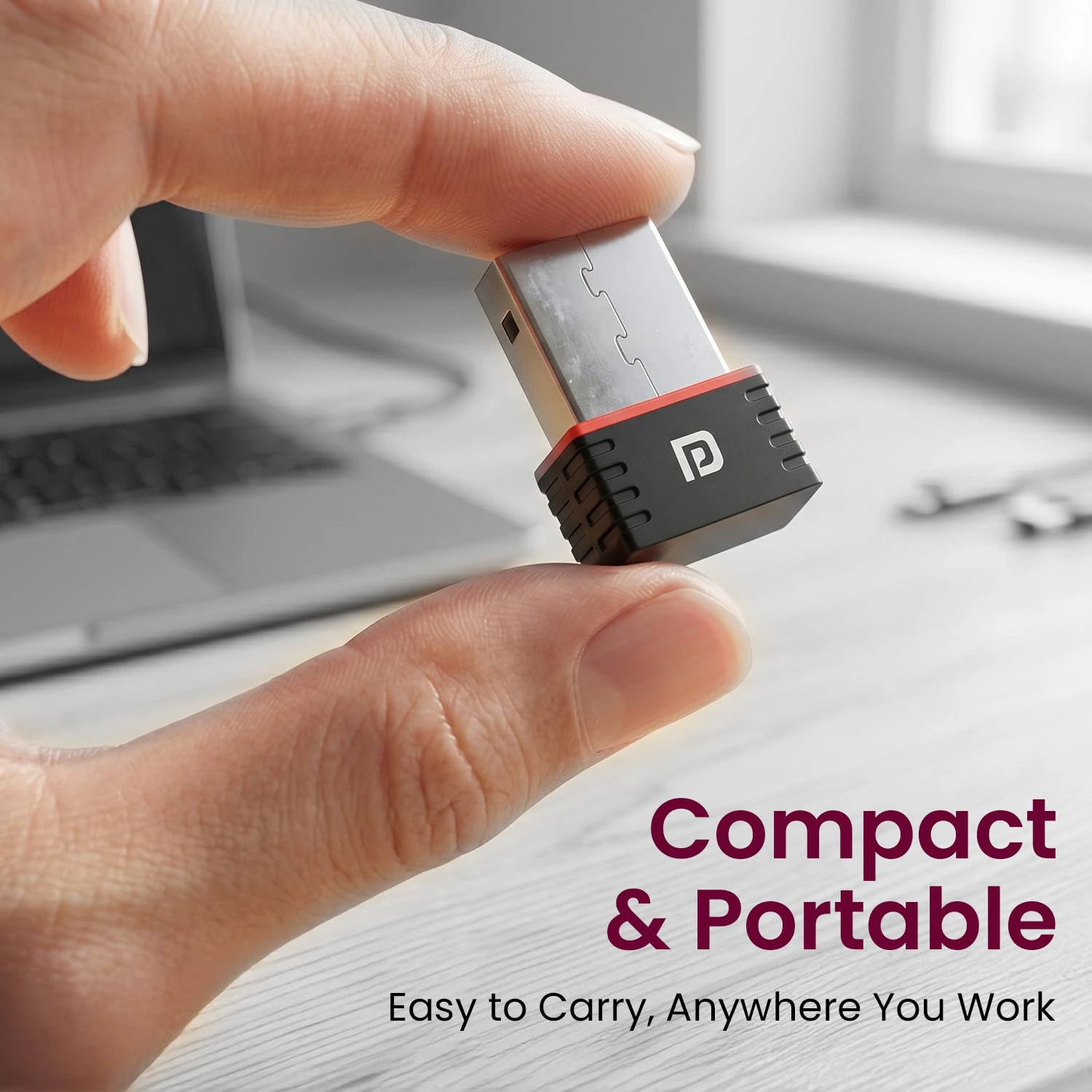 Portronics Wiplug 150 WiFi USB Mini Adapter Supports Wireless Data Upto 150 Mbps, Hotspot Adaptor, IEEE 802.11 b/g/n Support,Advanced WPA/WPA2 Security... view 3
