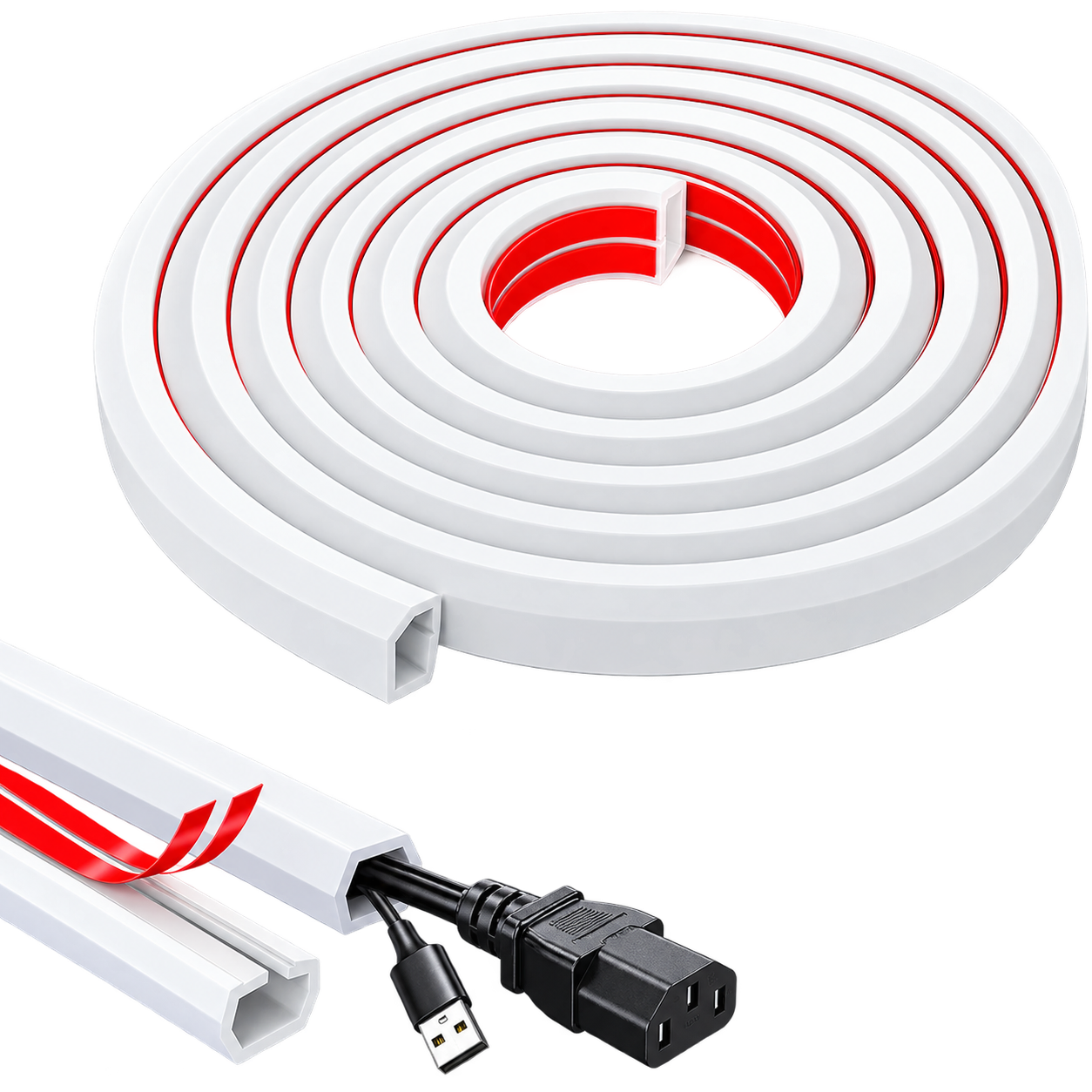 Serplex® 6.6ft Floor Cord Cover Cable Hider, PVC Self-Adhesive Wire Hider